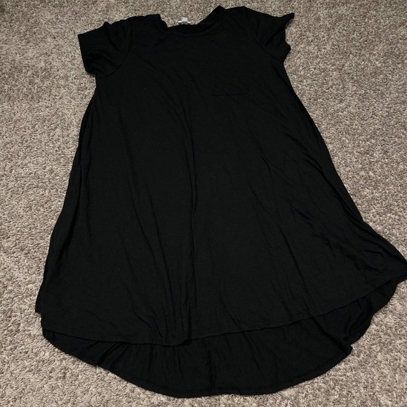 LuLaRoe Black T-Shirt Dress 3XL Hi-Lo Hem Pocket Casual Comfy - Picture 1 of 7